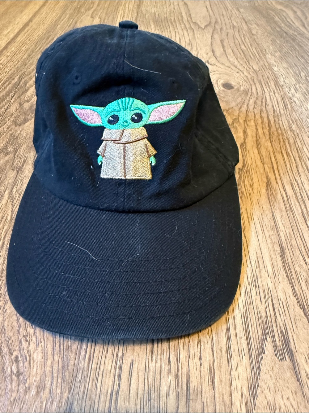 Black Baseball Hat with embroidered Baby Yoda